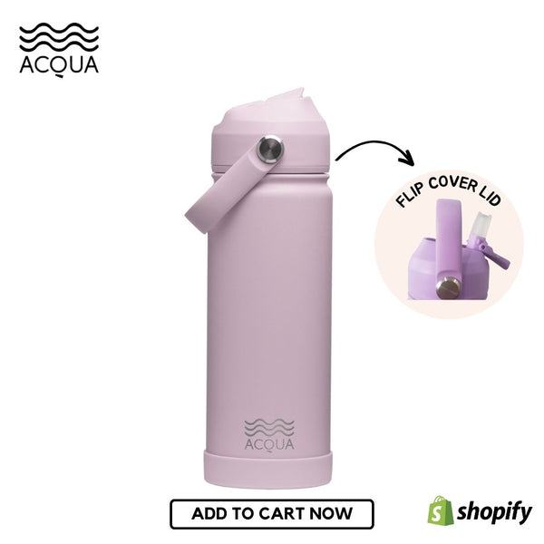 Acqua Flip Sip & Go! Double Wall Insulated Stainless Steel Water Bottle Rose Punch Pink 18 oz