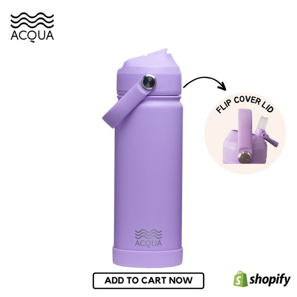 Acqua Flip Sip & Go! Double Wall Insulated Stainless Steel Water Bottle Lush Lilac 18 oz