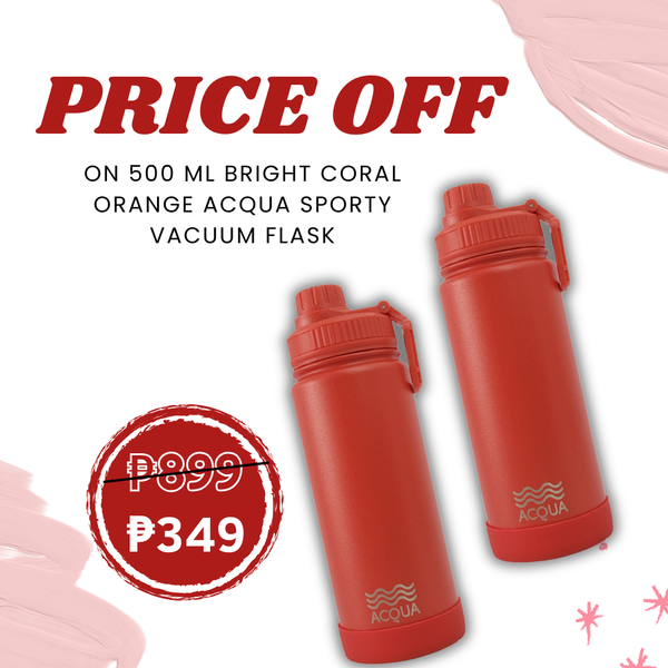 500 ml Bright Coral Orange Acqua Sporty Vacuum Flask