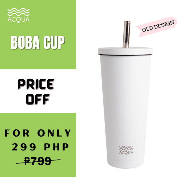 Acqua Bottles Old Design Boba Cup Pearl White