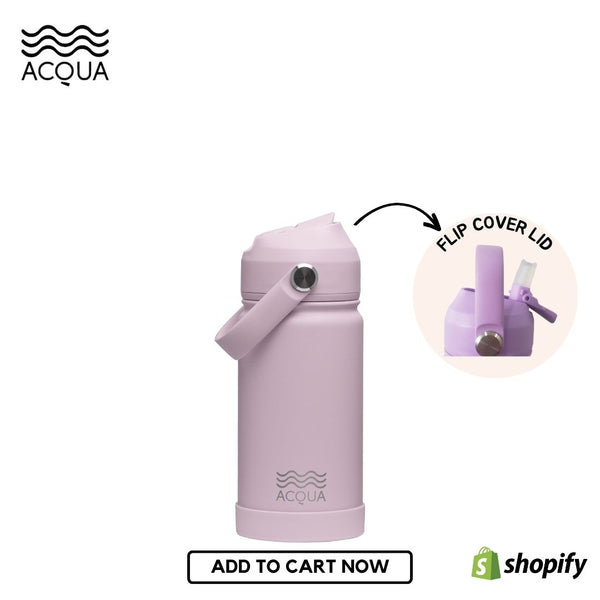 Acqua Flip Sip & Go! Double Wall Insulated Stainless Steel Water Bottle Rose Punch Pink 12 oz